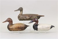 Lot of Three Illinois River Duck Decoys, One