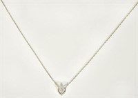 14K White Gold Necklace w/ Heart Pendant.