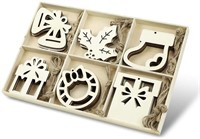MACTING 30pcs Unfinished Wooden Ornaments for DIY