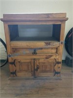 Microwave cart with butcher block