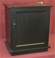 Black Wood End Table With Front Door Storage