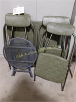 Green Square folding card table and 4 chairs,