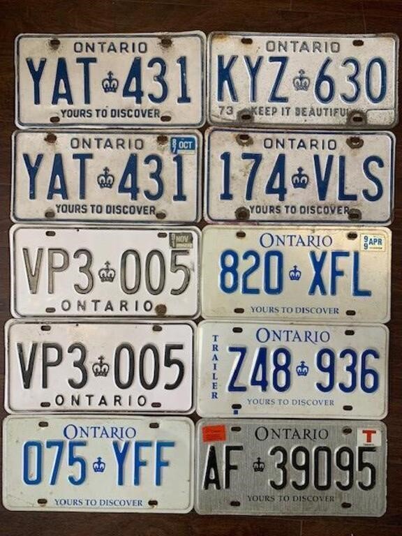 Lot of 10 Ontario License Plates as seen