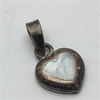 Sterling Silver Heart Pendant W Mother Of Pearl