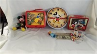 Vintage Mickey mouse  tin and lunch box, snow