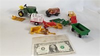 Vintage john deere  tractor toy and other farm