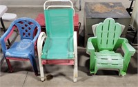 6 ASSORTED CHILDRENS OUTDOOR CHAIRS