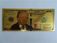 Novelty Gold Plated Trump 100 Dollar Note