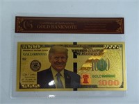 Novelty Gold Plated Trump 1000 Dollar Note