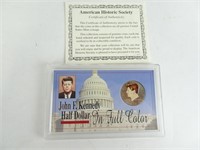 1996 JFK Colorized Half Dollar in Protective Case