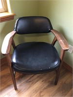 Wooden Black Leather Chair