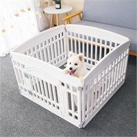 Pet Playpen with Mesh Fabric Top Cover Foldable Ga