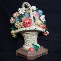 Painted cast iron floral doorstop