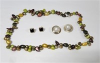 Multi coloured dyed fresh water pearls, 20" long,