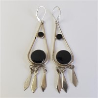 $240 Silver Black Onyx Earrings