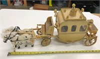 Handcrafted Wooden Carriage w/Horses