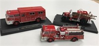 3 Diecast Fire Truck Models