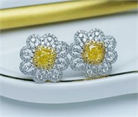 1.2cts Natural Yellow Diamond 18Kt Gold Earrings