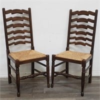 Pair of vintage ladderback side chairs with