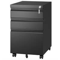 Letaya 3 Drawer Mobile File Cabinet with Lock,Unde