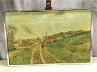 Train Litho on Fabric Board Camille Pissarro