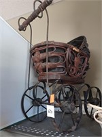 Wicker and Metal Antique Doll Stroller