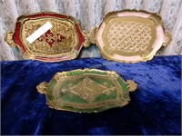 Group Of Small Florentine Trays (3)