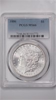 1886 Morgan Silver $1 PCGS MS66