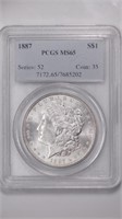 1887 Morgan Silver $1 PCGS MS65