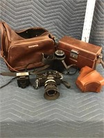 Nice Olympus 35mm Camera Set Up 3 Cases 2 Lenses