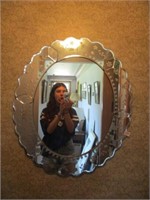 Etched glass mirror