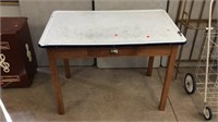 Enamel Top Single Drawer Pantry Table