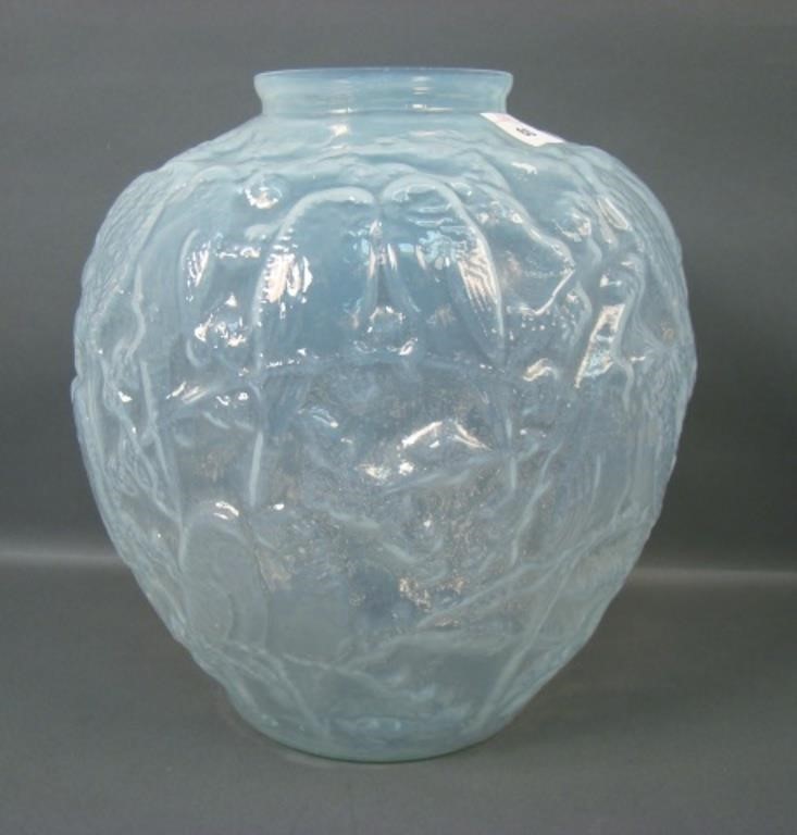 Consol. Lt. Blue Opal #2752 Lovebirds Lg. Vase.