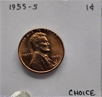 1955 S CHOICE Lincoln Wheat Cent