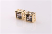 14kt Yellow Gold Square Lace Earrings