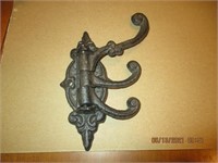 Vtg. Cast Iron Wall Hook Bracket