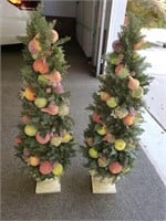 Jeweled Fruit Christmas Tree Topiaries (2)