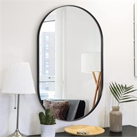 Mirror, 20x33'' Polished Black Oval
