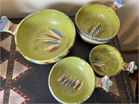 South Western Green Pottery Bowl Set