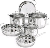SUNHOUSE - Stainless Steel Cookware Set with PFOA-