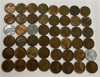 48 QTY WHEAT CENTS STEEL COPPER