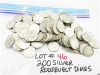 200 Roosevelt Silver Dimes various dates & marks