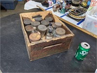 VTG Kleanbore Wooden Crate w/Misc Jars