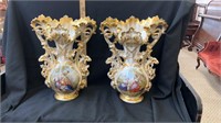 Fantastic pair of Old Paris vases 17 inches tall