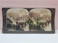 Antique Stereoview Card Live Stock Market