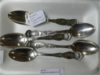 5 ROGERS WWI GENERALS SILVER PLATE COFFEE SPOONS