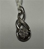 .925 Sterling Diamond Knot Drop Pendant