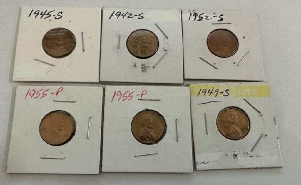 1945-S, 1942-S, 1952-S, 1955-P, 1955-P, and 1949-S
