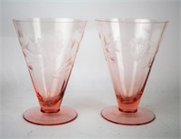 PAIR OF PINK CORNFLOWER GLASSES