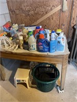 BASEMENT CLEANING PRODUCTS ON TABLE